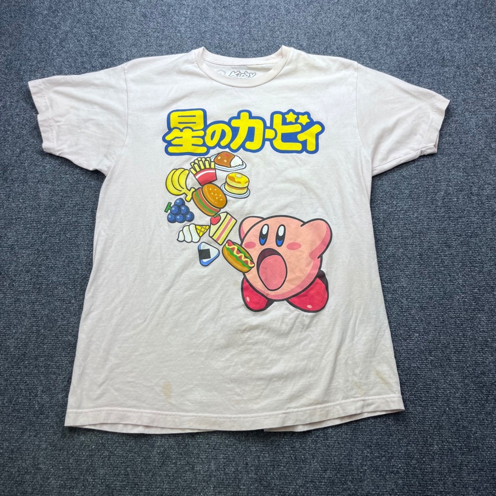 Kirby Nintendo Graphic Tee Pink Japanese Food Short Sleeve T-Shirt